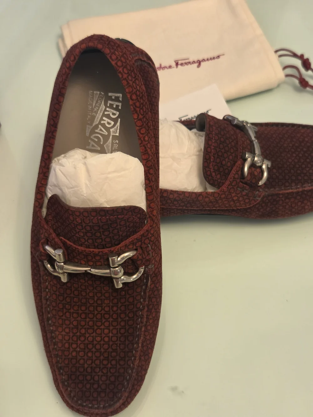 Salvatore Ferragamo Men’s Red Leather Bit Loafers Size 5.5 EE